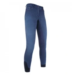 HKM WOMEN'S RIDING BREECHES SUMMER DENIM EASY 3/4 SILICONE GRIP
