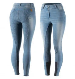 HORZE KAIA WOMEN'S HIGH WAIST DENIM SILICONE FULL SEAT BREECHES